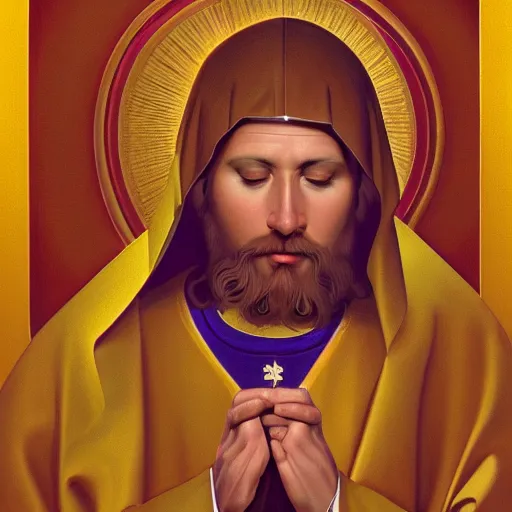 Prompt: portrait of a holy catholic saint, trending on art station, 4k UHD, 8k, painting illustration, high detail by Greg Hildebrandt