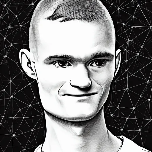 Image similar to simple line drawing line art vitalik buterin