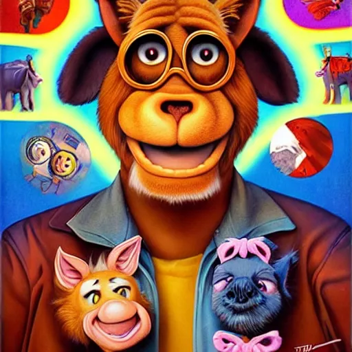 Image similar to alf sitcomportrait, Pixar style, by Tristan Eaton Stanley Artgerm and Tom Bagshaw.