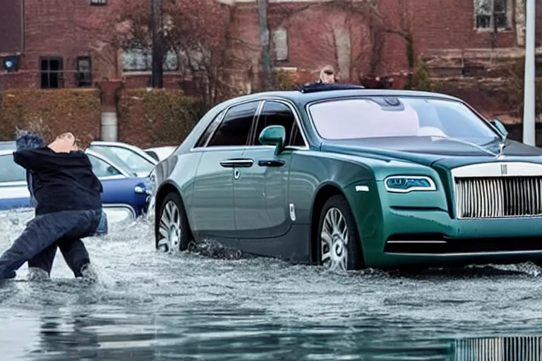 Image similar to stoned teenagers decided to drown Rolls-Royce