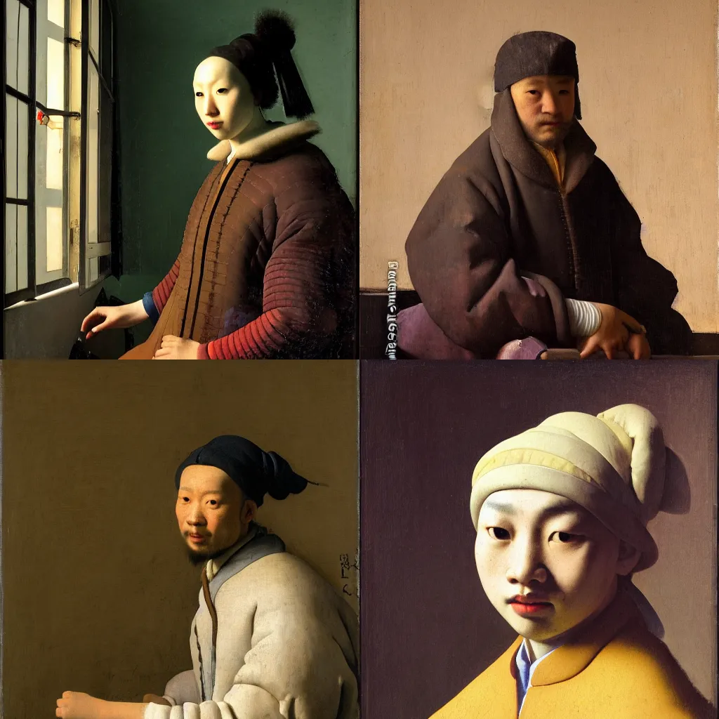 Prompt: portrait of Antoine Zhang by Vermeer, 4k, hd