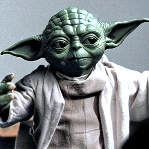 Prompt: yoda perfoming at woodstock