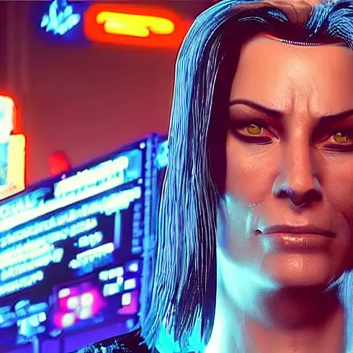 Prompt: donald trump in cyberpunk 2 0 7 7 as an evil corporation leader, technological, movie footage, high - tech, still frame