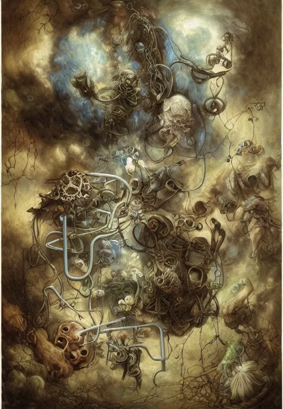 Image similar to pastel floral medical equipment, whirling, minimalist environment, by ryan stegman and hr giger and esao andrews and maria sibylla merian eugene delacroix, gustave dore, thomas moran, the thing, pop art