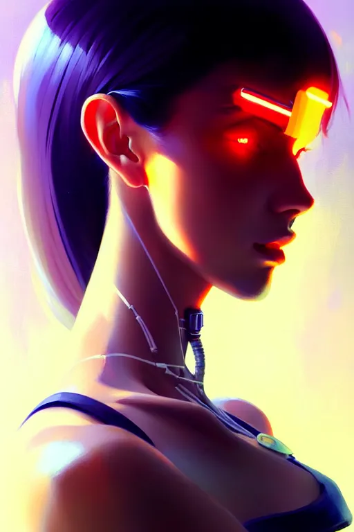 Image similar to a ultradetailed beautiful painting of a stylish woman cyborg, oil painting, by ilya kuvshinov, greg rutkowski and makoto shinkai, trending on artstation