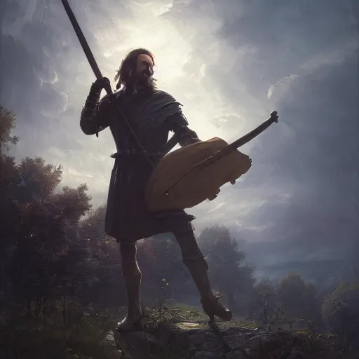 Prompt: Peter the Great holding big axe, sharp focus, fantasy style, octane render, volumetric lighting, 8k high definition, by greg rutkowski, highly detailed, trending on art Station