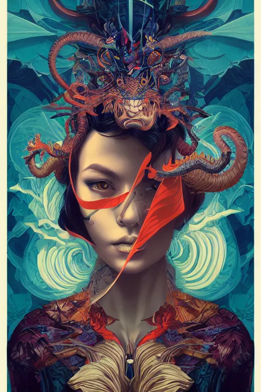 Prompt: Tristan Eaton, victo ngai, peter mohrbacher, artgerm portrait of a dragon