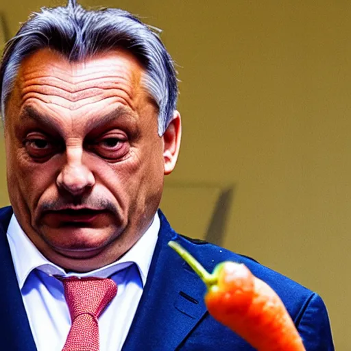 Image similar to viktor orban eating a carrot