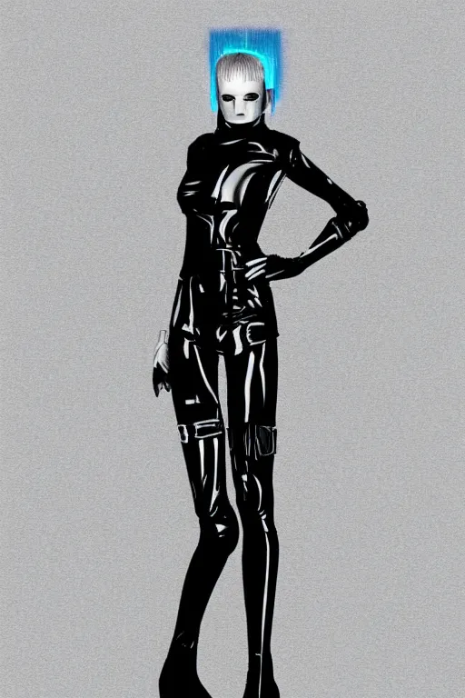 Prompt: full body portrait of punk girl clothing inspired by bladerunner and tron legacy, plain background, ultrafine detail, digital concept art, masterpiece!!!