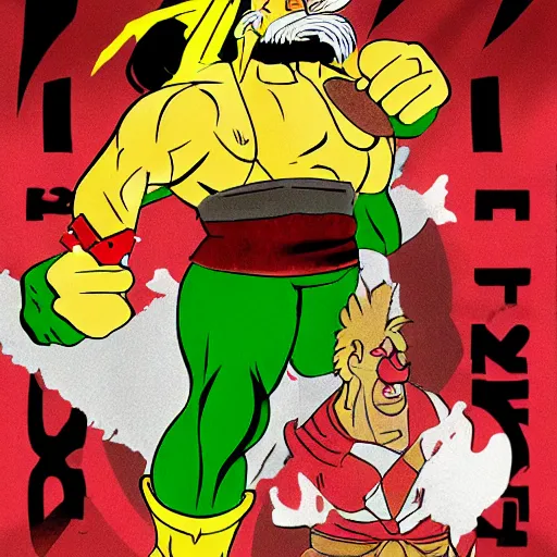 Image similar to asterix in the style of hulk hogan