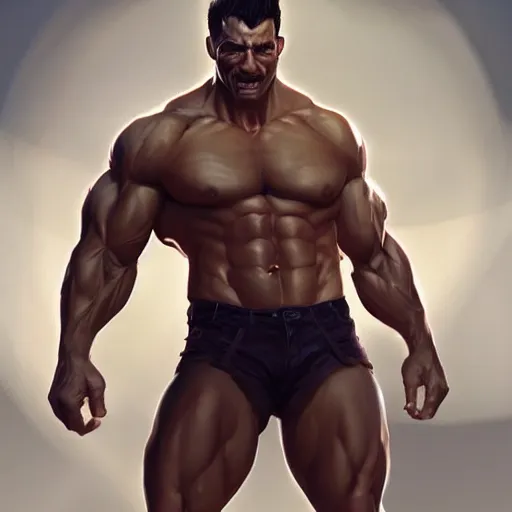 Prompt: a handsomely muscular man, portrait!!, digital art!!, 3 d modeling, posing!!, illustration, digital illustration, painted by greg rutkowski, artgerm, and max hay