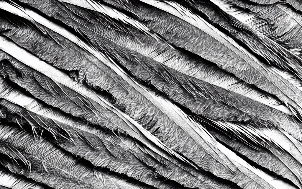 Image similar to close up of feathers, high contrast cinematic lighting, ambient occlusion render, duotone, detailed