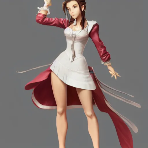 Image similar to full body shot of aerith gainsborough, concept art trending on artstation