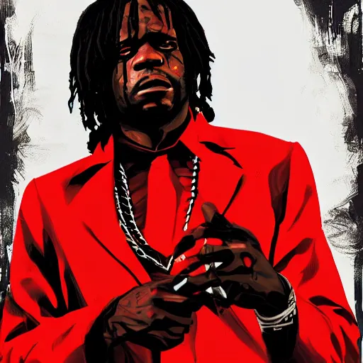 Image similar to Rapper Chief Keef In red dead redemption 2 digital art 4K quality super realistic