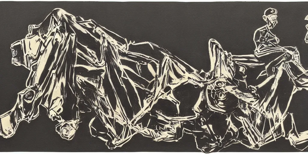 Image similar to mad dog on a chain and gangster around, black paper, collage, acrylic on canvas, expressionism movement, breathtaking detailed, by mike mcquade