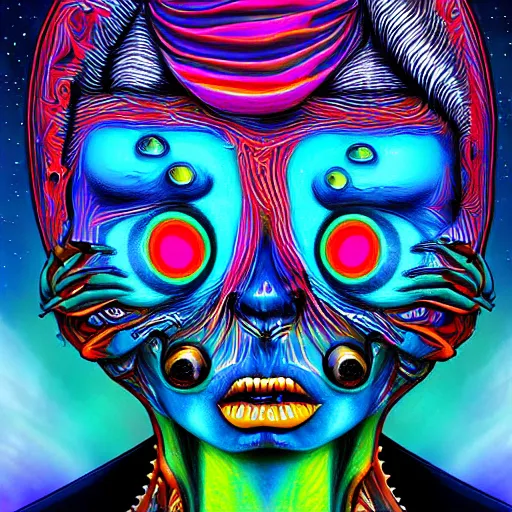 Image similar to 👽 🤖 psychedelic style, surreal, digital painting