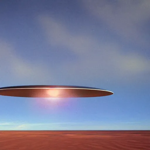 Prompt: concept art of a ufo over an american desert,