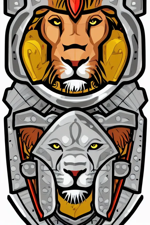 Image similar to Portrait of a lion in a medieval armor, knight, medieval, sticker, colorful, illustration, highly detailed, simple, smooth and clean vector curves, no jagged lines, vector art, smooth