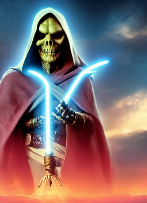 Prompt: movie still of skeletor as obi - wan kenobi, 8 k, hd