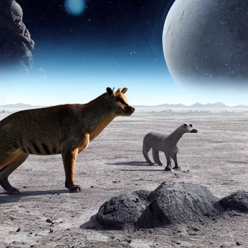 Prompt: animals on another planet, photorealistic, 4 k