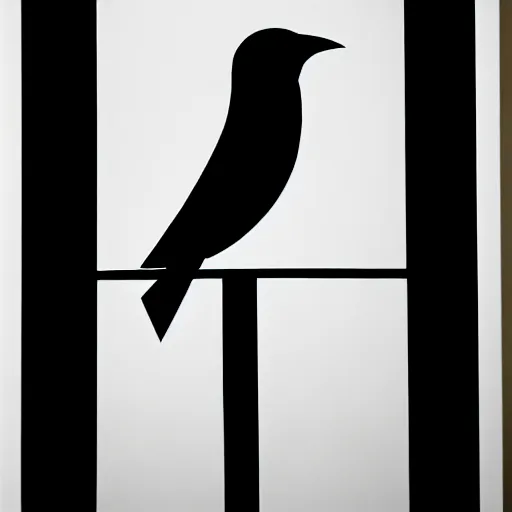 Image similar to bird with circle around it by karl gerstner, monochrome, symmetrical