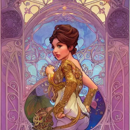 Image similar to super mario | highly detailed | very intricate | art nouveau | gold filigree | romantic storybook fantasy | soft cinematic lighting | award - winning | disney watercolor illustration by mandy jurgens and alphonse mucha and alena aenami | pastel color palette | featured on artstation