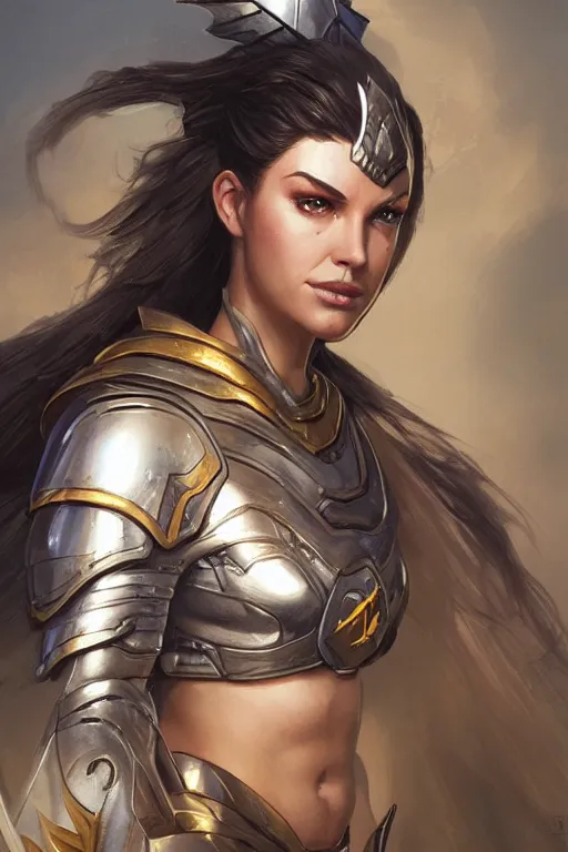 Image similar to amazon valkyrie athena, d & d, fantasy, portrait, highly detailed, headshot, digital painting, trending on artstation, concept art, sharp focus, illustration, art by artgerm and greg rutkowski and magali villeneuve