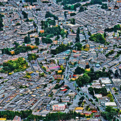 Prompt: small town seen from above by toru nakayama