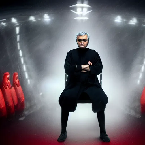 Image similar to Jose Mourinho as Emperor Palpatine, dark, 8k, epic, serious, movie still, dramatic