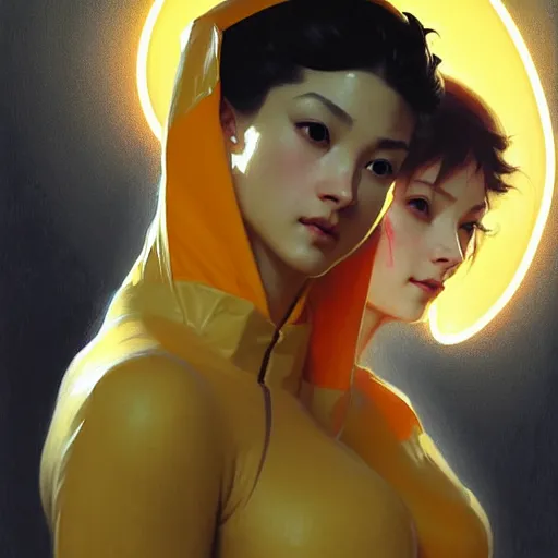 Prompt: character concept portrait of a man in a hazmat suit and a voluminous woman both dancing, intricate, elegant, digital painting, concept art, smooth, sharp focus, illustration, from metal gear, by ruan jia and mandy jurgens and william - adolphe bouguereau, artgerm