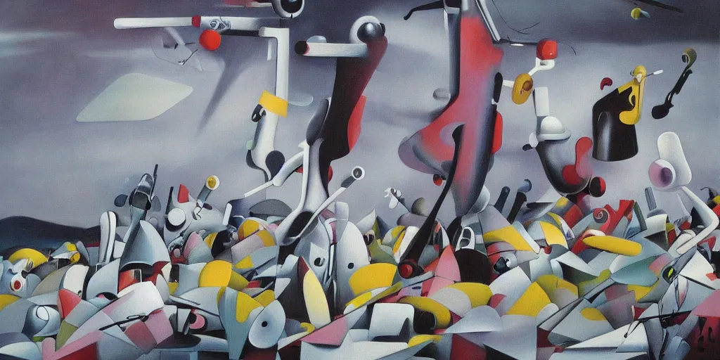 Image similar to a beautiful painting of robot by yves tanguy, trending on artstation