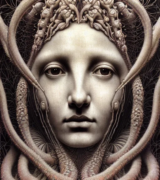 Image similar to detailed realistic beautiful cactus goddess face portrait by jean delville, gustave dore, iris van herpen and marco mazzoni, art forms of nature by ernst haeckel, art nouveau, symbolist, visionary, gothic, neo - gothic, pre - raphaelite, fractal lace, intricate alien botanicals, ai biodiversity, surreality, hyperdetailed ultrasharp octane render