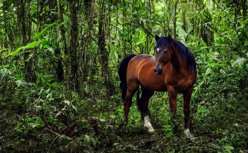 Image similar to a horse, in the jungle, photography