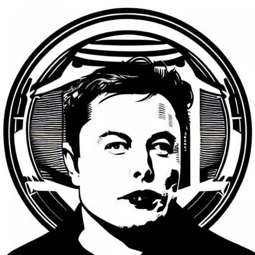 Image similar to an Obey style logo of Elon Musk by Shepard Fairey