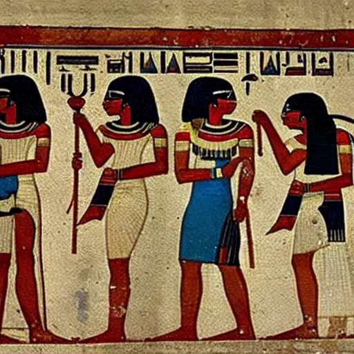 Prompt: an ancient egyptian painting of netstalking