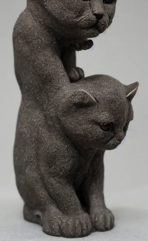 Image similar to a sculpture made from wax of a kitten.