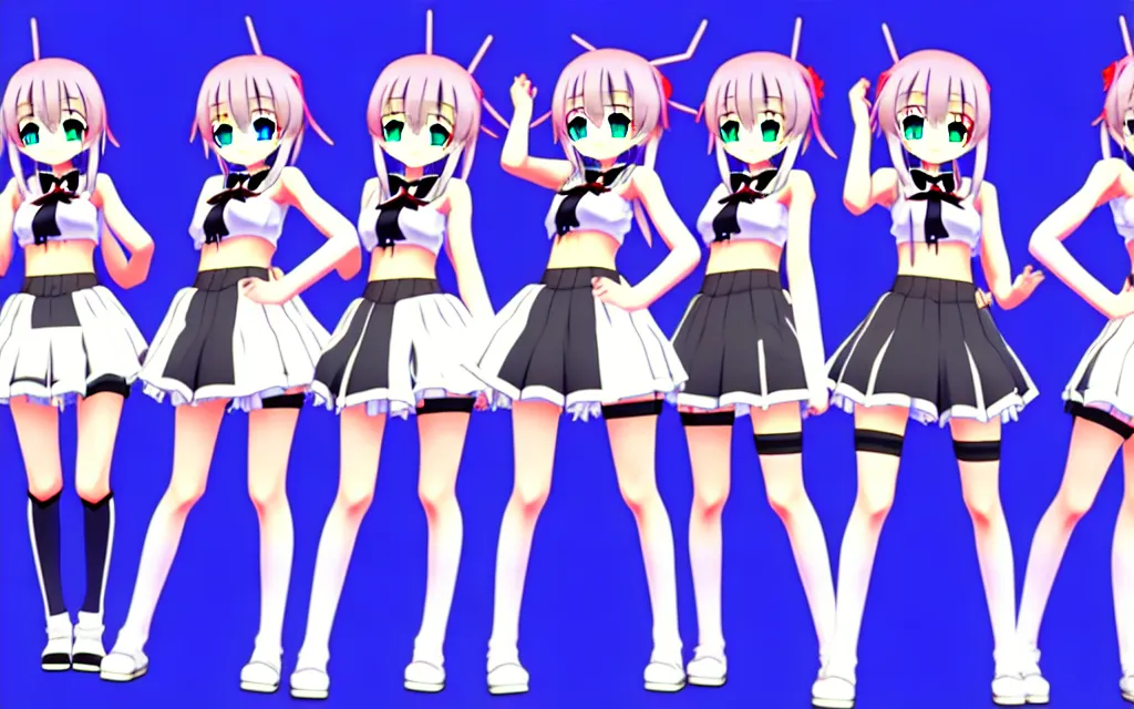 Image similar to Anime VTuber Full Body Model, Live2D Virtual YouTuber Model, 8K, Hololive, White Background, Cover corp. Anime VTuber Sheet