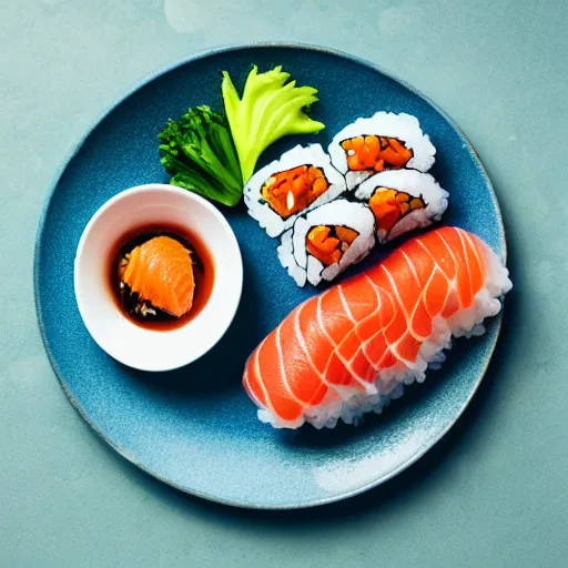 Prompt: Finding Nemo in your sushi plate, award winning food photography