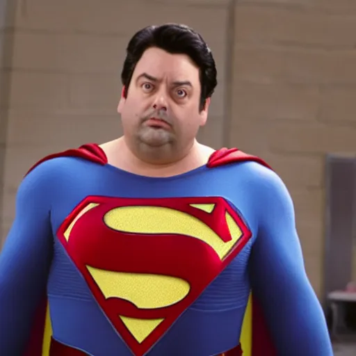 Prompt: Horatio Sanz as superman, movie still, 4K