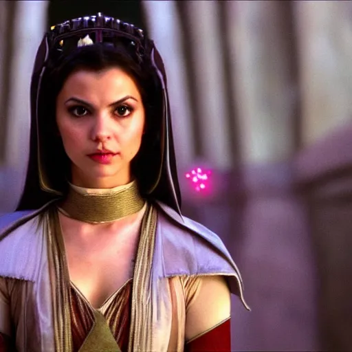 Image similar to victoria justice as princess padme in star wars episode 3, 8 k resolution, cinematic lighting, anatomically correct