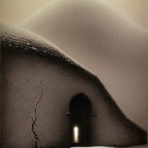 Prompt: the extreme winter by Zdzisław Beksiński