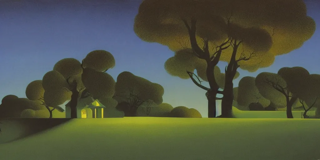 Image similar to a night landscape background, bhupen khakhar, rob gonsavles, eyvind earle, heade martin johnson, edward hopper