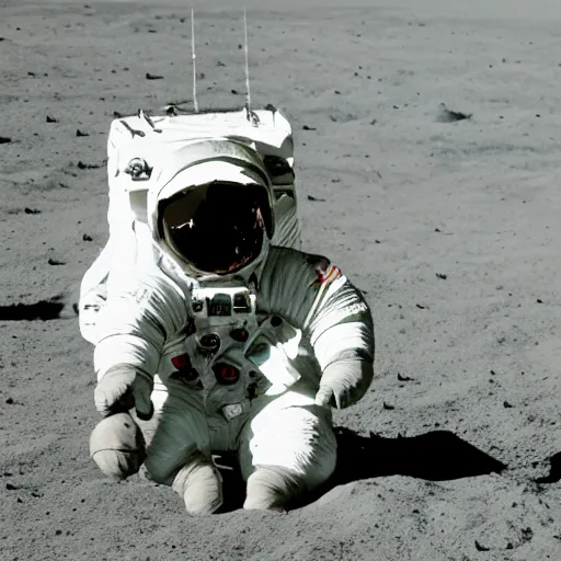 Prompt: high quality photo of hedgehog in astronaut suit on the Moon