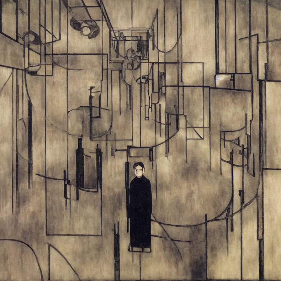 Prompt: artwork about time dragging on for too long, by charles rennie mackintosh. atmospheric ambiance. depth of field and tridimensional perspective. foggy.