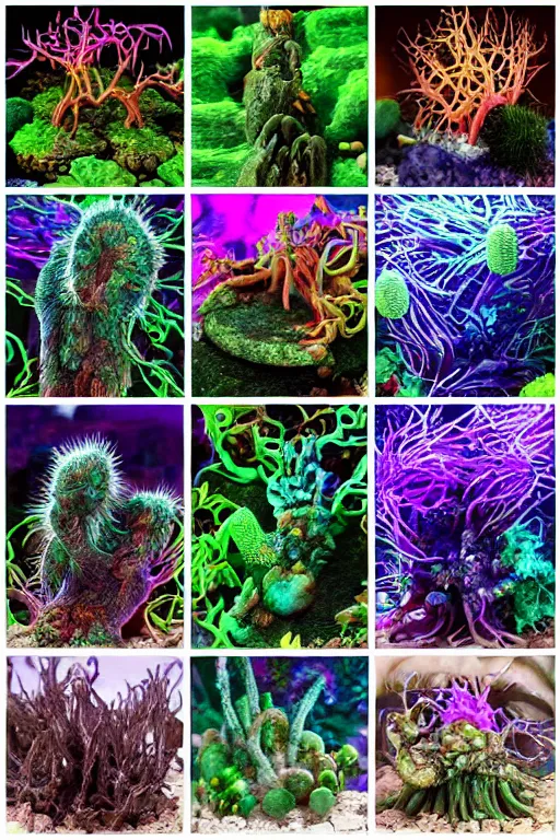 Image similar to creature sushi roots cactus elemental flush of force nature micro world fluo light deepdream