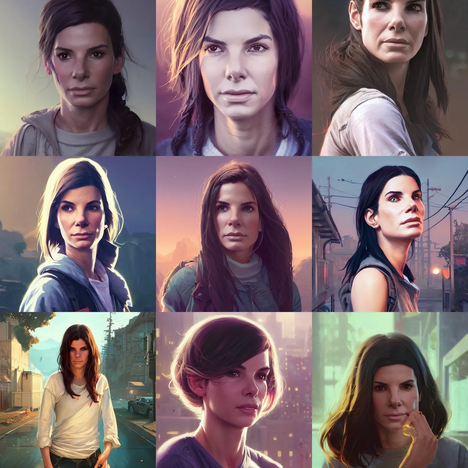 Prompt: highly detailed portrait teen sandra bullock in gta v, stephen bliss, unreal engine, fantasy art by greg rutkowski, loish, rhads, ferdinand knab, makoto shinkai and lois van baarle, ilya kuvshinov, rossdraws, tom bagshaw, global illumination, radiant light, detailed and intricate environment