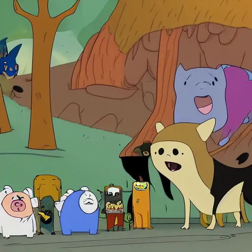 Prompt: fantasy episode with animals from the series Adventure Time