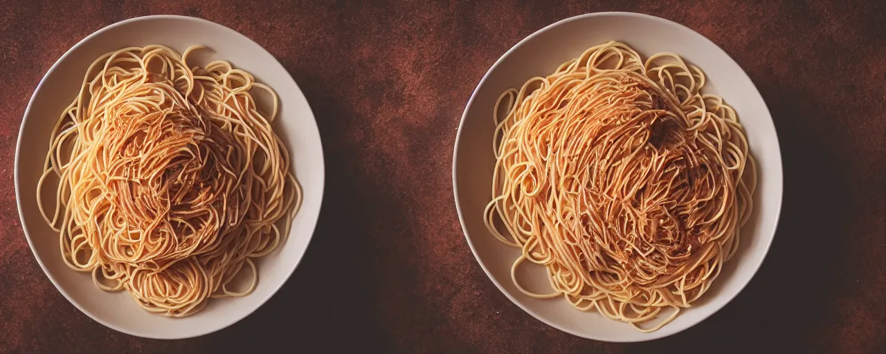 Prompt: the entirety of human history inside a bowl of spaghetti, canon 5 0 mm, cinematic lighting, photography, retro, film, kodachrome