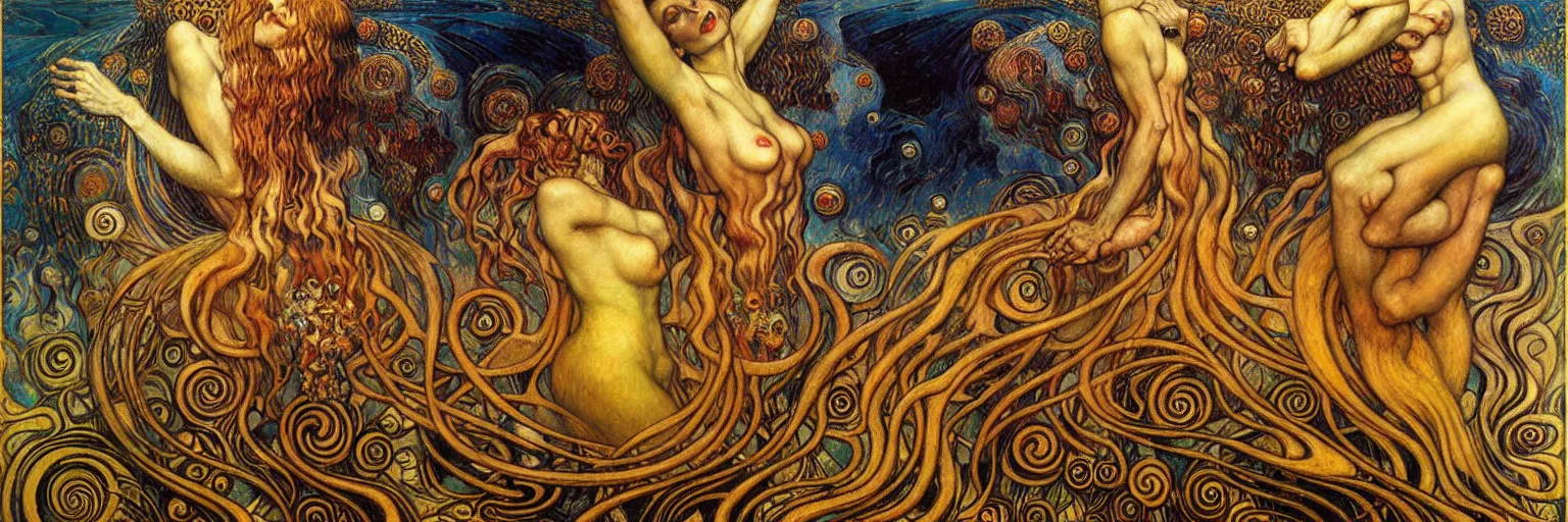 Image similar to Divine Chaos Engine by Karol Bak, Jean Delville, William Blake, Gustav Klimt, and Vincent Van Gogh, symbolist, visionary