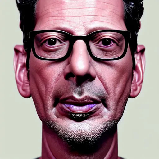 Image similar to close - up jeff goldblum face fused with violet plum, mixed jeff goldplum, fusion jeff goldblum sentient fruit, plum with face of jeff goldblum, highly detailed, unreal engine, 3 d art, digital art, painting by greg rutkowski